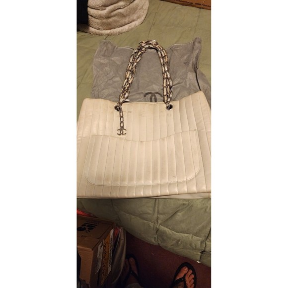 CHANEL Mademoiselle Vertical Quilted Lambskin Shopping Tote Bag Large Mint Green - Picture 1 of 12